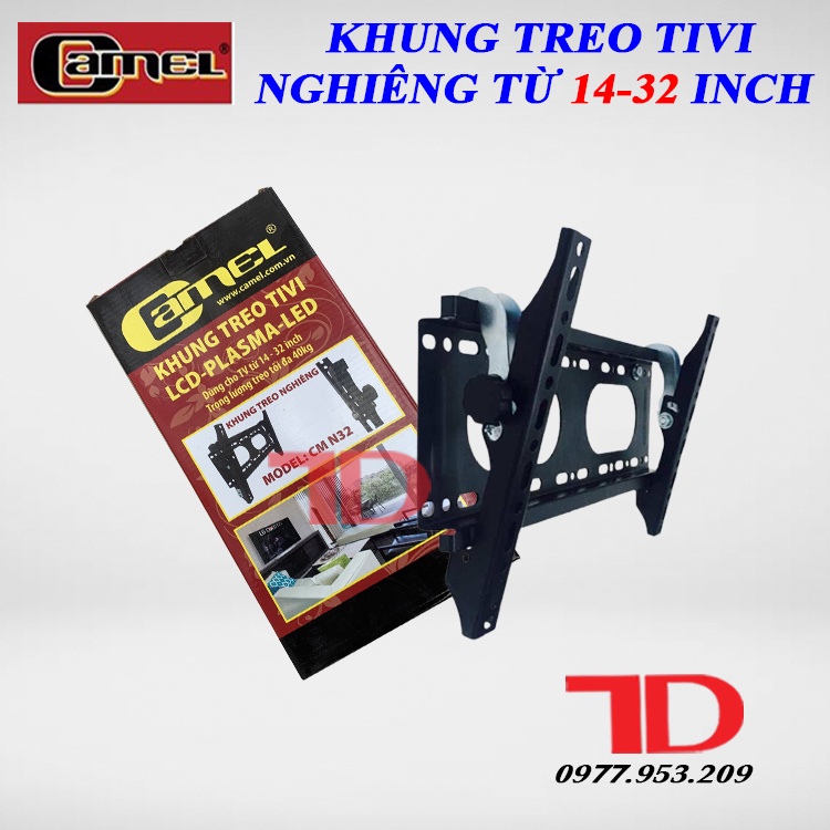 Khung treo TIVI cao cấp nghiêng từ 14-32 inch Camel CMN32, giá đỡ tivi treo tường KÈM ỐC VÍT