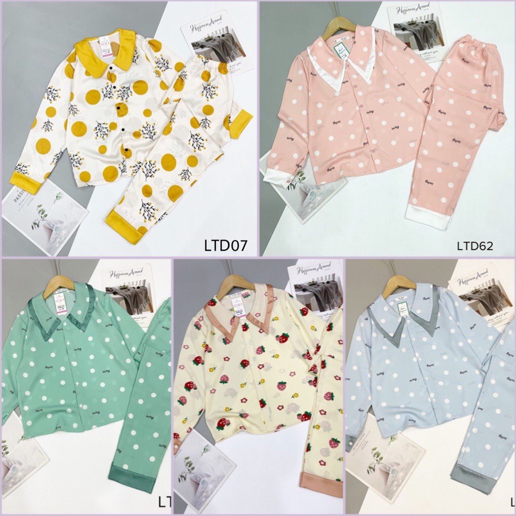 [Hàng Cao Cấp Có Size] Bộ Pijama Lụa Satin - Đồ Bộ Mặc Nhà Dài Tay Thu Đông Chất Vải Mềm Mại An Toàn