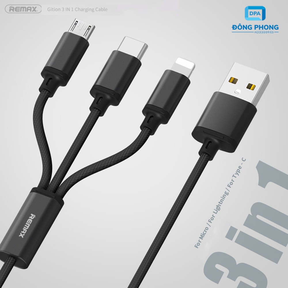 Cáp Sạc Remax 3 Đầu RC-131TH (Lightning - Micro USB - Type C)