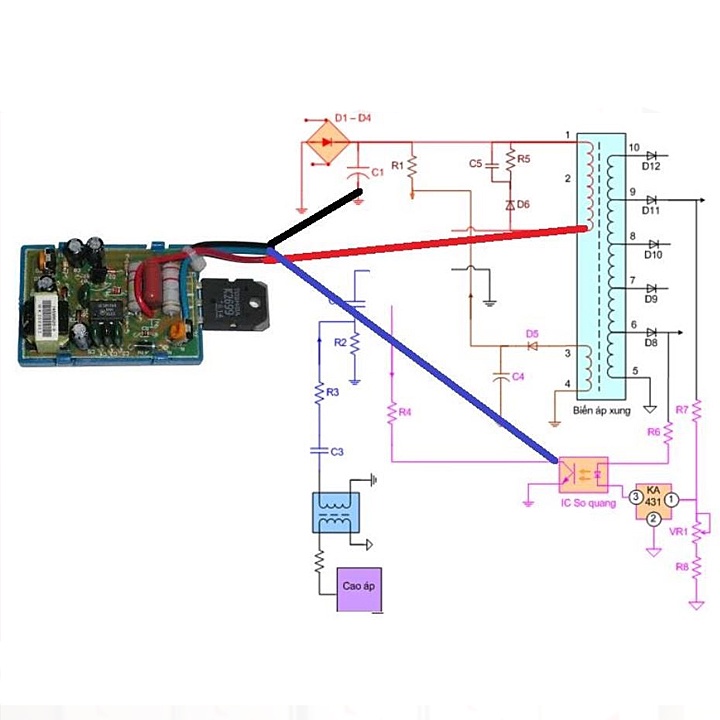 Bo nguồn 3 dây mạch độ nguồn xung 3 dây 180W nguồn 3 Dây 21 in linh kiện thiết bị điện tử