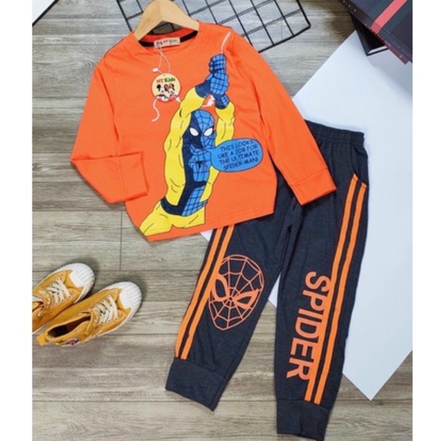 Bộ Quần Áo Thu Đông Bé Trai Vải Cotton Xuất Dư , Bộ Cotton Dài Tay Bé Trai