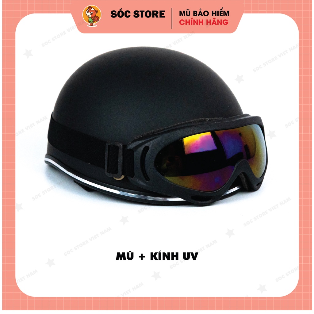 Mũ bảo hiểm nửa đầu kính UV chính hãng Sóc Store VN nhiều màu sắc