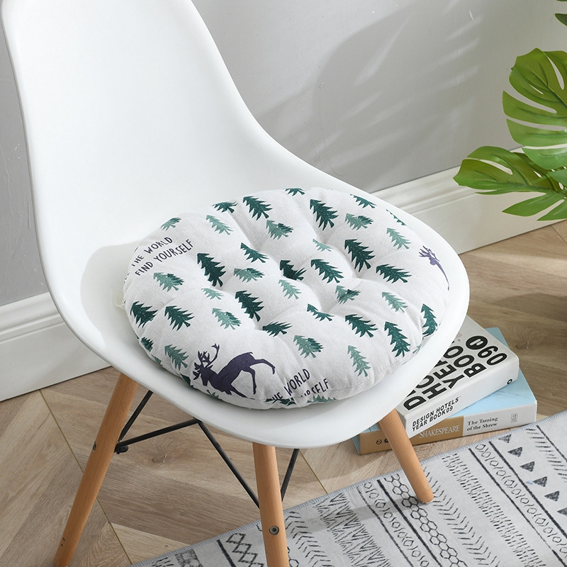 Nordic Cotton Linen Art Tatami Cushion Round Thickening Simple Japanese Summer Office Student Chair Cushion