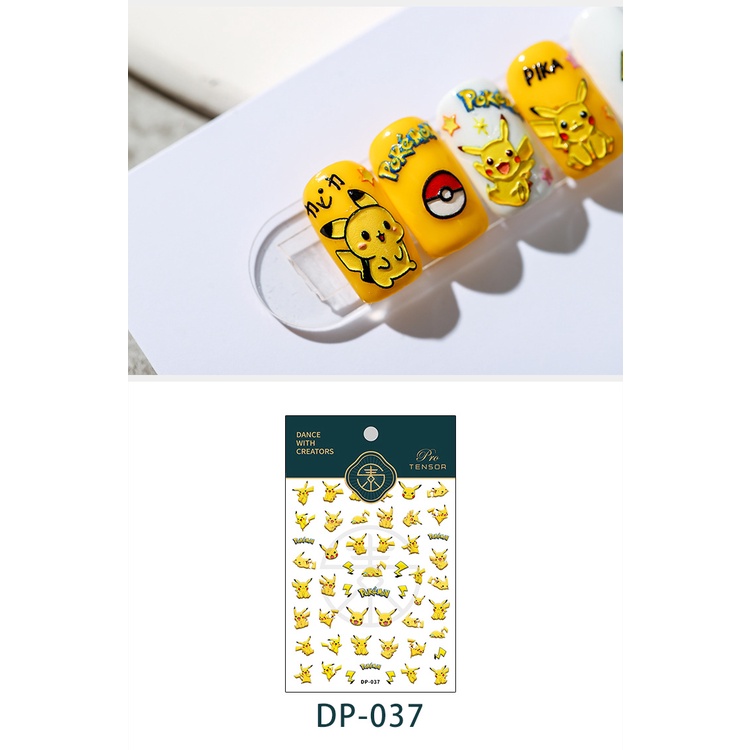 Miếng Dán Trang Trí Móng Tay Hình Pikachu Đáng Yêu