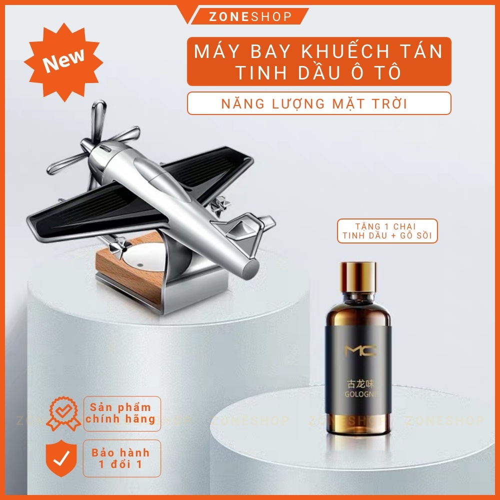 TINH DẦU Ô TÔ Năng Lượng Mặt Trời ZONEHOUSE hình Máy Bay Cổ Điển, máy khuếch tán tặng kèm tinh dầu thơm [ZONESHOP]