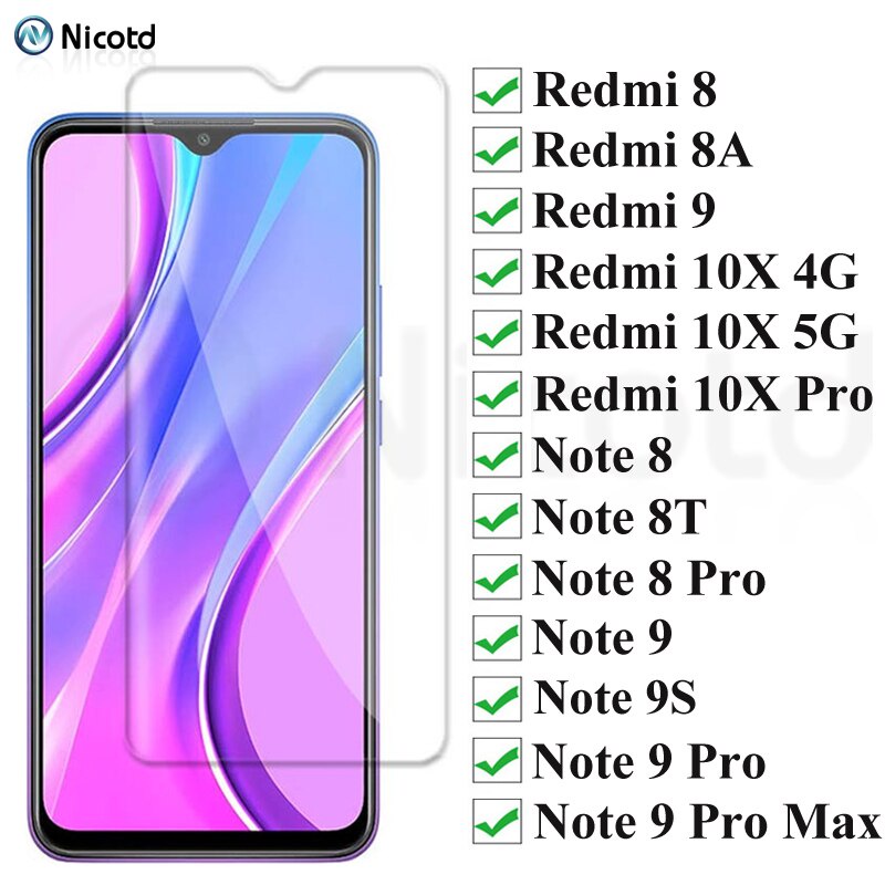 Kính Cường Lực 9h Bảo Vệ Màn Hình Cho Xiaomi Redmi 9 8 8a 10x Redmi 10x Note 8 8t 9s 9 Pro