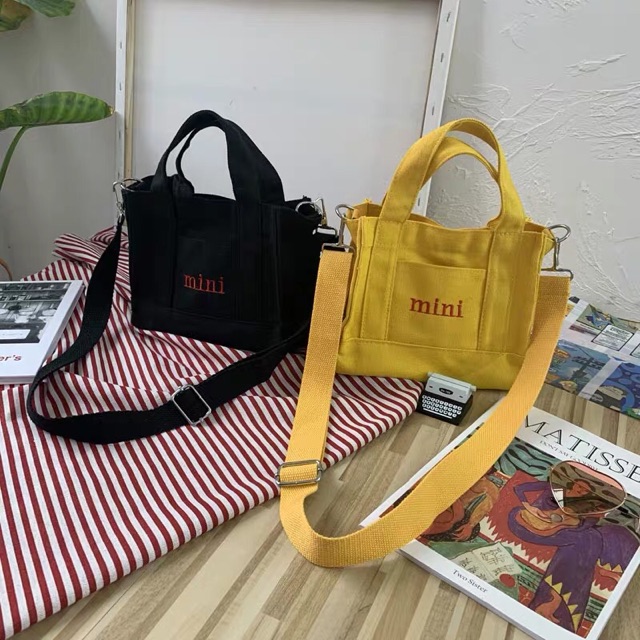 Túi tote mini phối màu ulzzang (nút bấm)