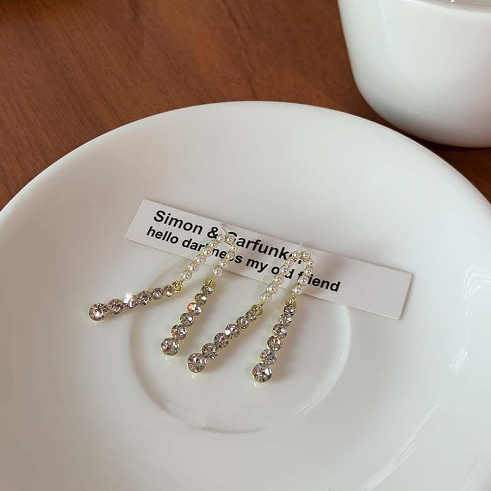 Bông Tai VANES1 Dáng Dài Thiết Kế Hình Học Đơn Giản Thanh Lịch Phong Cách Hàn Quốc Cho