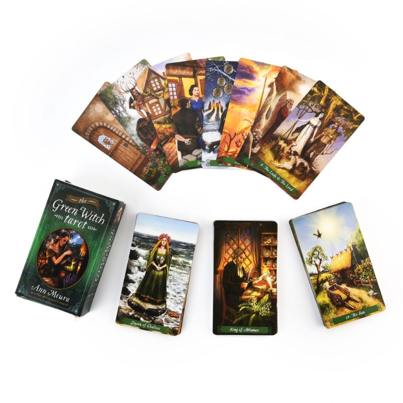 Bộ 78 Lá Bài Tarot Hình Phù Thủy Màu Xanh Lá Thẻ
