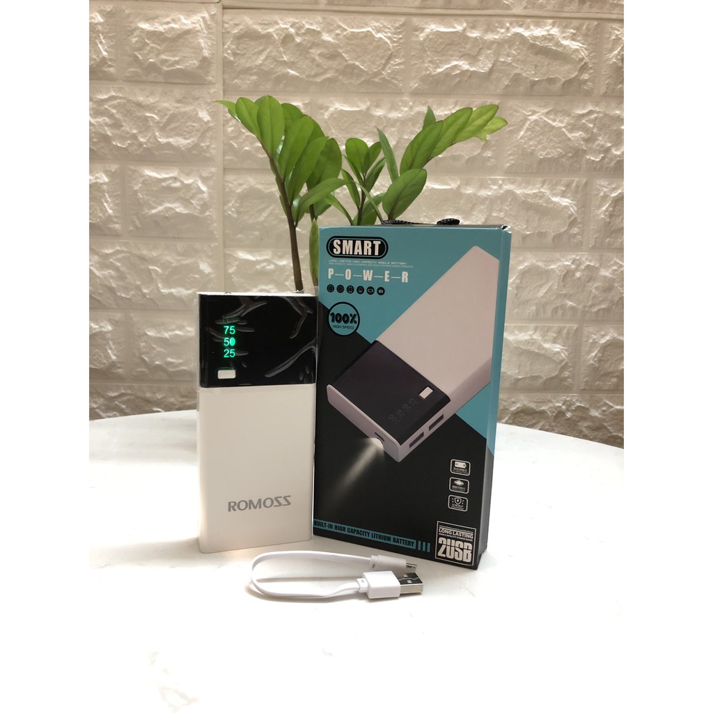 [TẶNG NGAY 01 TAI NGHE IPHONE] Pin Sạc Dự Phòng Smart Romoss AT01, Dung Lượng 10000mAh,Có Đèn và Hiển Thị Phần Trăm Pin