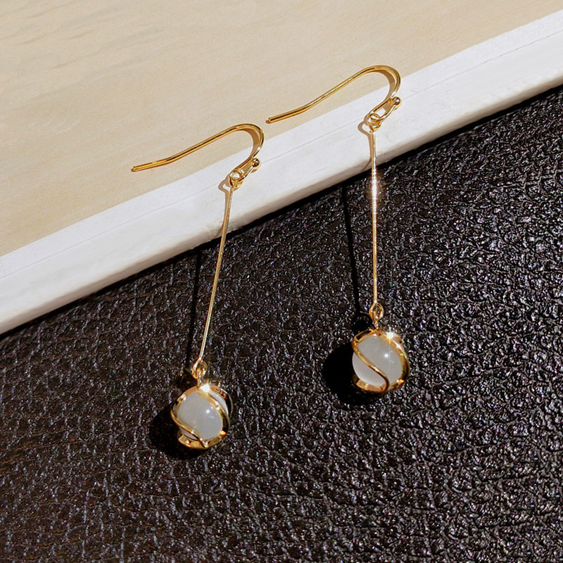 Hoa Tai Dáng Dài Phối Đá Opal Thời Trang Mới Cho Nữ