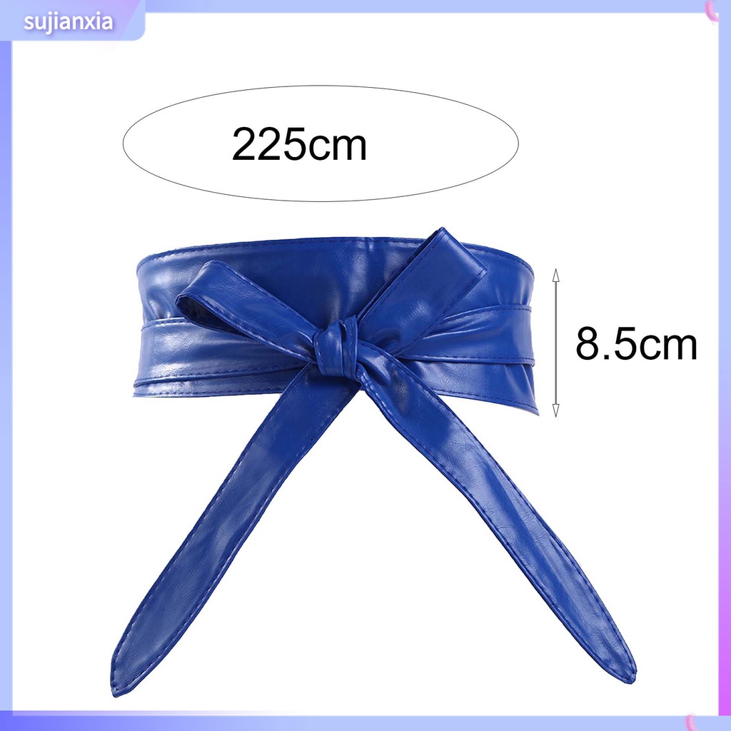 Sujianxia| Thắt Lưng Giả Da Màu Trơn Phong Cách Thanh Lịch Cho Nữ