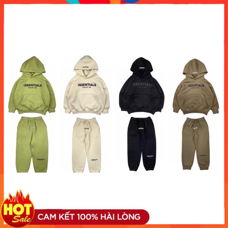 Bộ quần áo hoodie essentials bé trai-bé gái, có ảnh thật, chất nỉ bông xuất hàn cao cấp