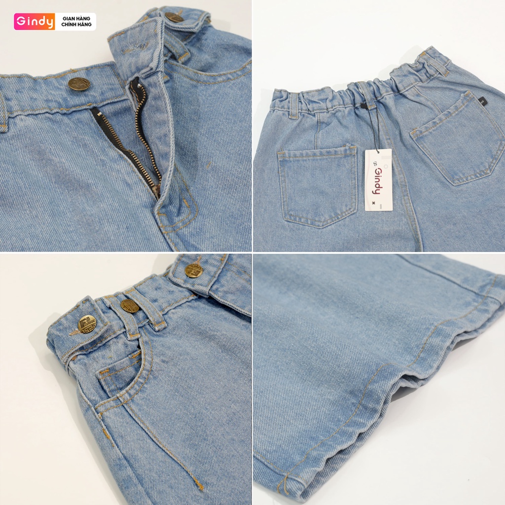 Quần short jeans nữ cạp cao ống rộng có chun sau GINDY unisex có nhiều màu thời trang xuân hè 2023 Q8101