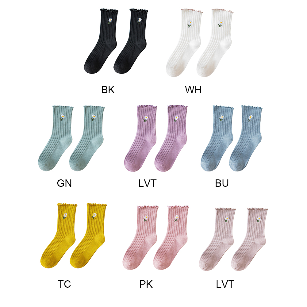 【cfh】Streetwear Little Daisies Embroider Cute Socks Women Japanese Korean Harajuku Style Kawaii Socks Autumn Winter for Ladies | BigBuy360 - bigbuy360.vn