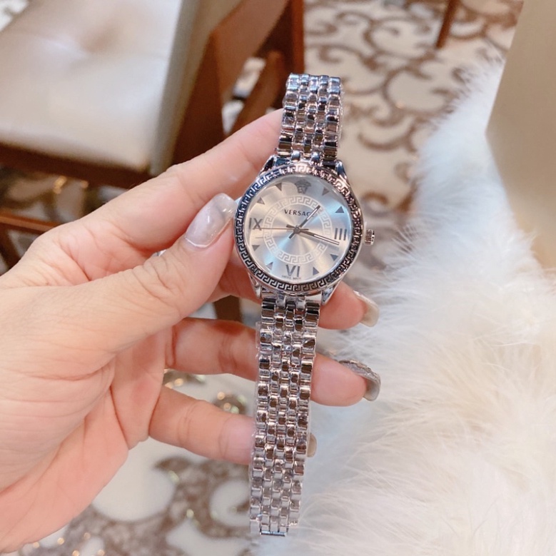 Đồng Hồ Thời Trang Nữ, Đồng Hồ Đeo Tay Đẹp VERSACE Dây Kim Loại Cao Cấp Chống Nước