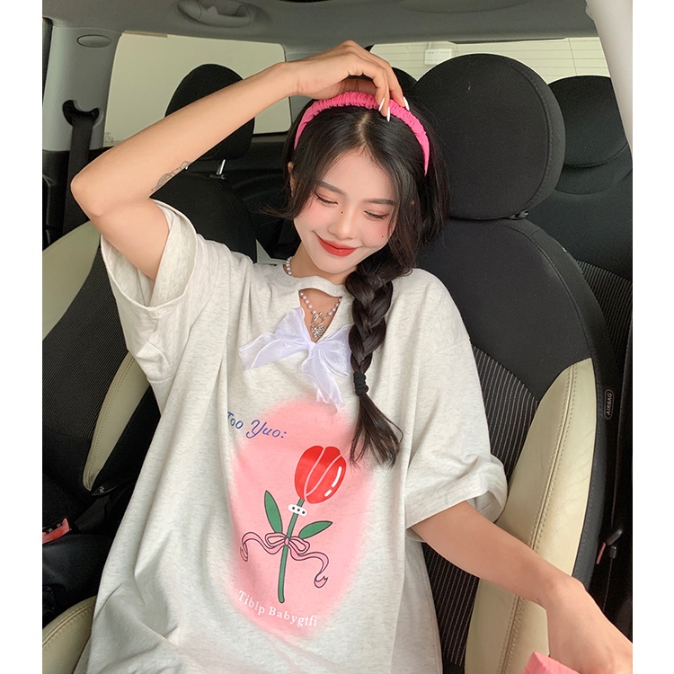 Áo Thun Nữ Ngắn Tay Khoét Lỗ Thời Trang Hàn Quốc