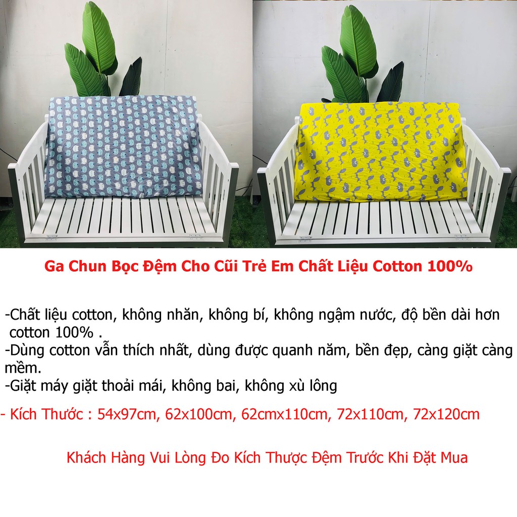 Ga Chun Bọc Đệm Cho Giường Cũi Trẻ Em Chất Liệu Cotton 100% Nhiều Màu Sắc Và Kích Thước