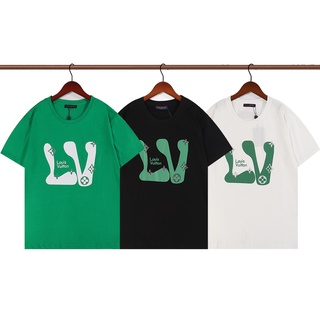 Áo thun tay lỡ in logo cổ điển 40 sợi vải dệt đính đá thủ công thời trang unisex