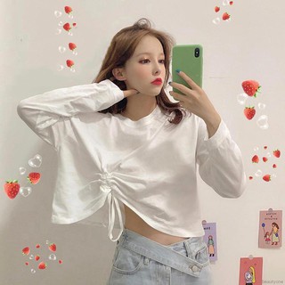 Áo Croptop Cổ Tròn Thiết Kế Thanh Lịch