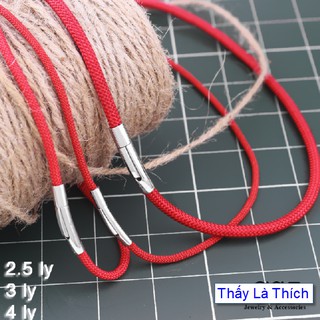 Vòng cổ dây dù Thái đỏ khóa trắng inox cao cấp nhiều size - Cam kết 1 đổi 1 nếu hoen gỉ sét