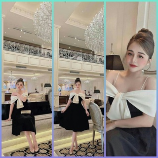 Đầm đi tiệc trễ vai bigsize màu đen phối kiểu 60-90 kg