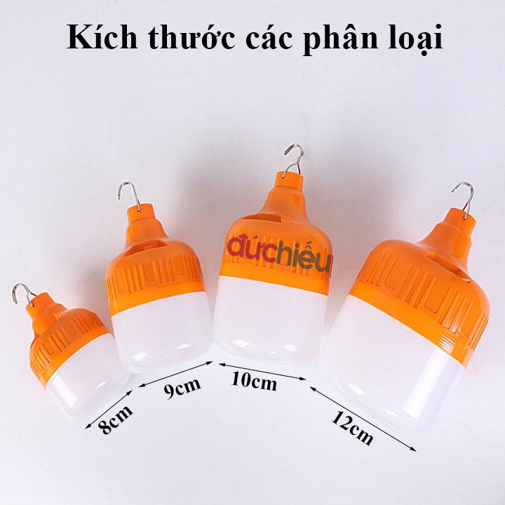 [ Hàng loại 1 ] Bóng đèn LED sạc tích điện kèm adapter sạc nhiều kích cỡ | Đức Hiếu Shop