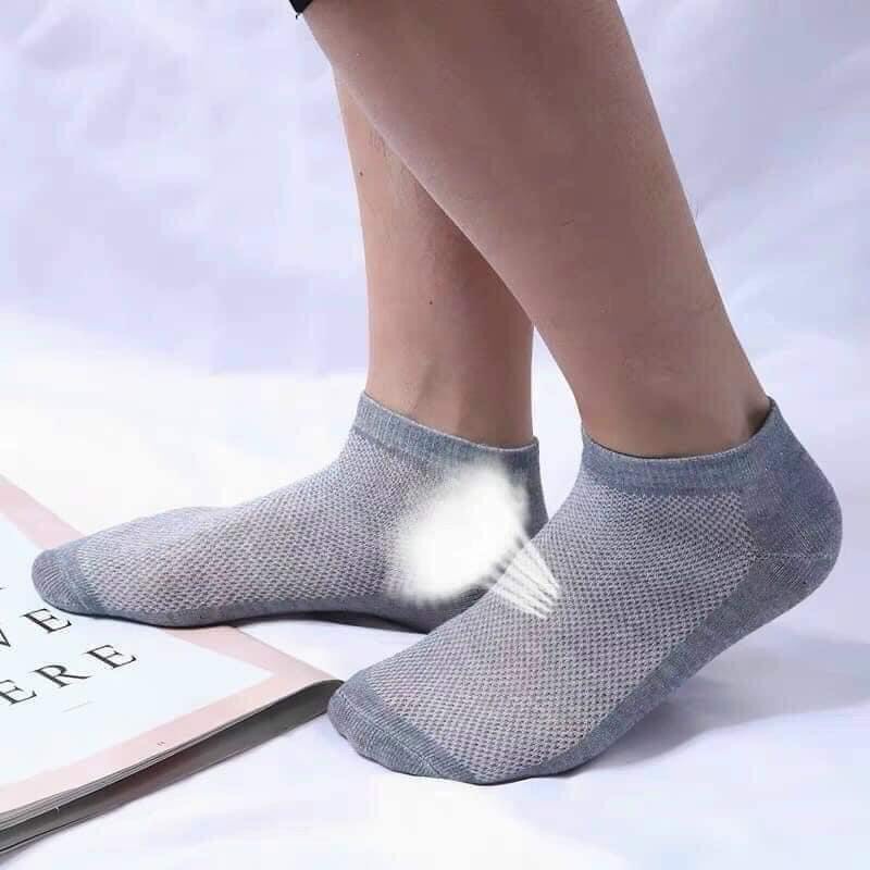 [CÓ HỘP - TẤT 4 MÙA] Hộp 10 đôi tất, vớ cổ ngắn nam nữ loại 1 - Tất vớ thông hơi mềm mại thoáng khí chống hôi chân