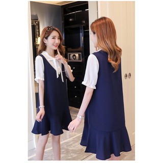 Đầm Bầu - Dáng Yếm Cổ Nơ ( Tím Than)