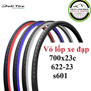 Vỏ lốp xe đạp Deli Tire S601 700x23C - hông màu trắng/ đỏ/ vàng/ xanh