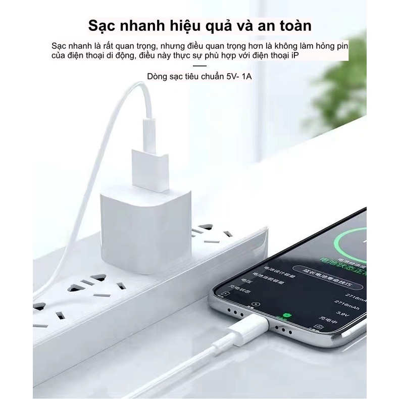 Củ dây cáp bộ sạc điện thoại 5W - Dành cho máy 5 6 7 8 Plus - BH 1 năm
