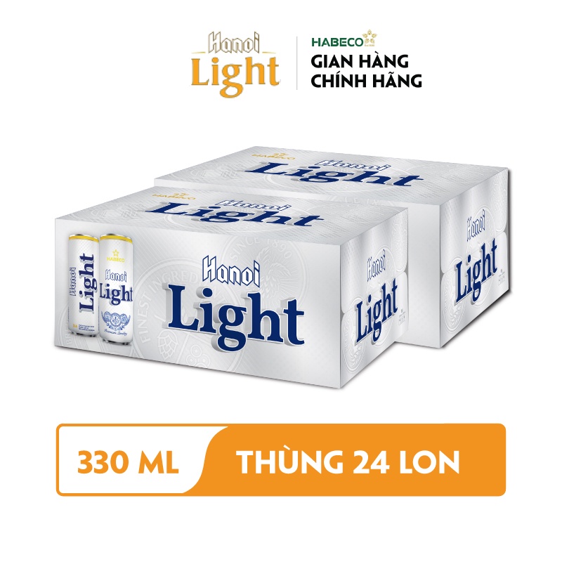 HỎA TỐC HÀ NỘI - COMBO 2 Thùng 24 lon Bia Hanoi Light –  HABECO (330ml/lon)