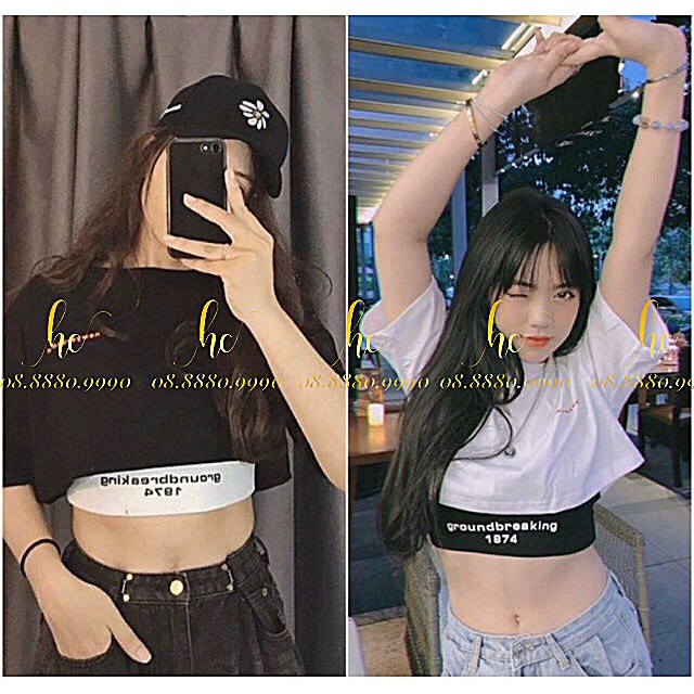 Áo croptop 1974 Hàn Quốc / Áo thun croptop dáng rộng cho nữ (TẶNG KÈM ÁO LÓT)