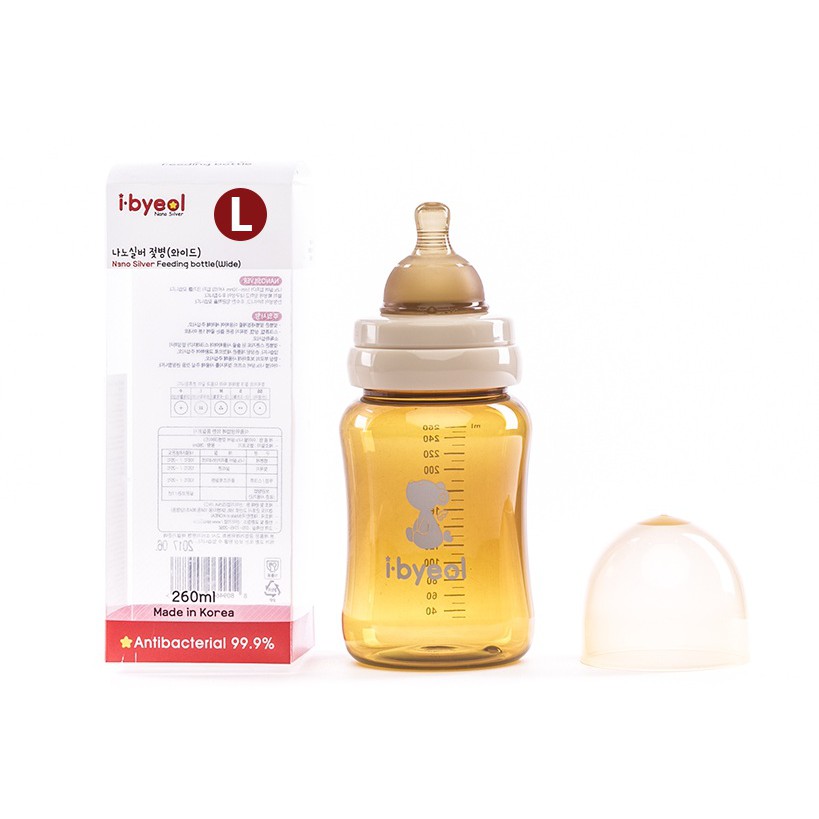 Bình sữa Hàn Quốc cổ rộng I - Byeol 260ml Nano Silver - Ty size +