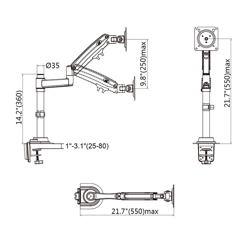 Giá Treo Màn Hình Máy Tính NB - H100 [ Dùng Cho Màn Hình Từ 17" - 35" ] - [ Hàng Chính Hãng ] di chuyển 360 độ | BigBuy360 - bigbuy360.vn