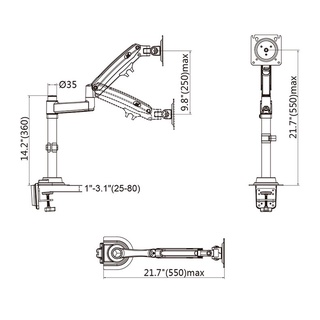 Giá Treo Màn Hình Máy Tính NB - H100 [ Dùng Cho Màn Hình Từ 17" - 35" ] - [ Hàng Chính Hãng ] di chuyển 360 độ