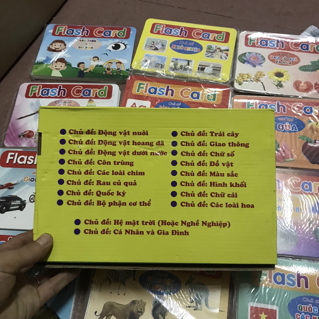 Bộ Thẻ Học Thông Minh 19 Chủ Đề  song ngữ A-V loại chuẩn Glenn Doman Flashcard cho bé từ 0-6 tuổi