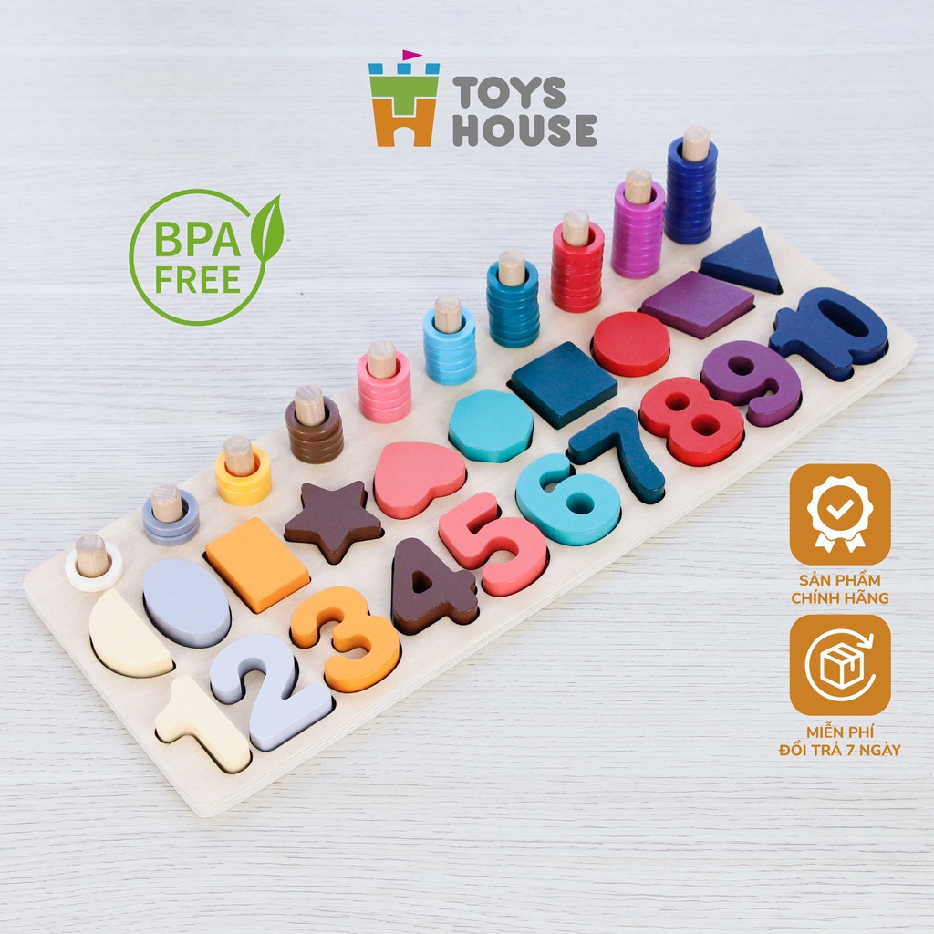 Đồ chơi ghép gỗ, học chữ số, hình khối và phép tính cho trẻ từ 3 đến 5 tuổi Toyshouse 574