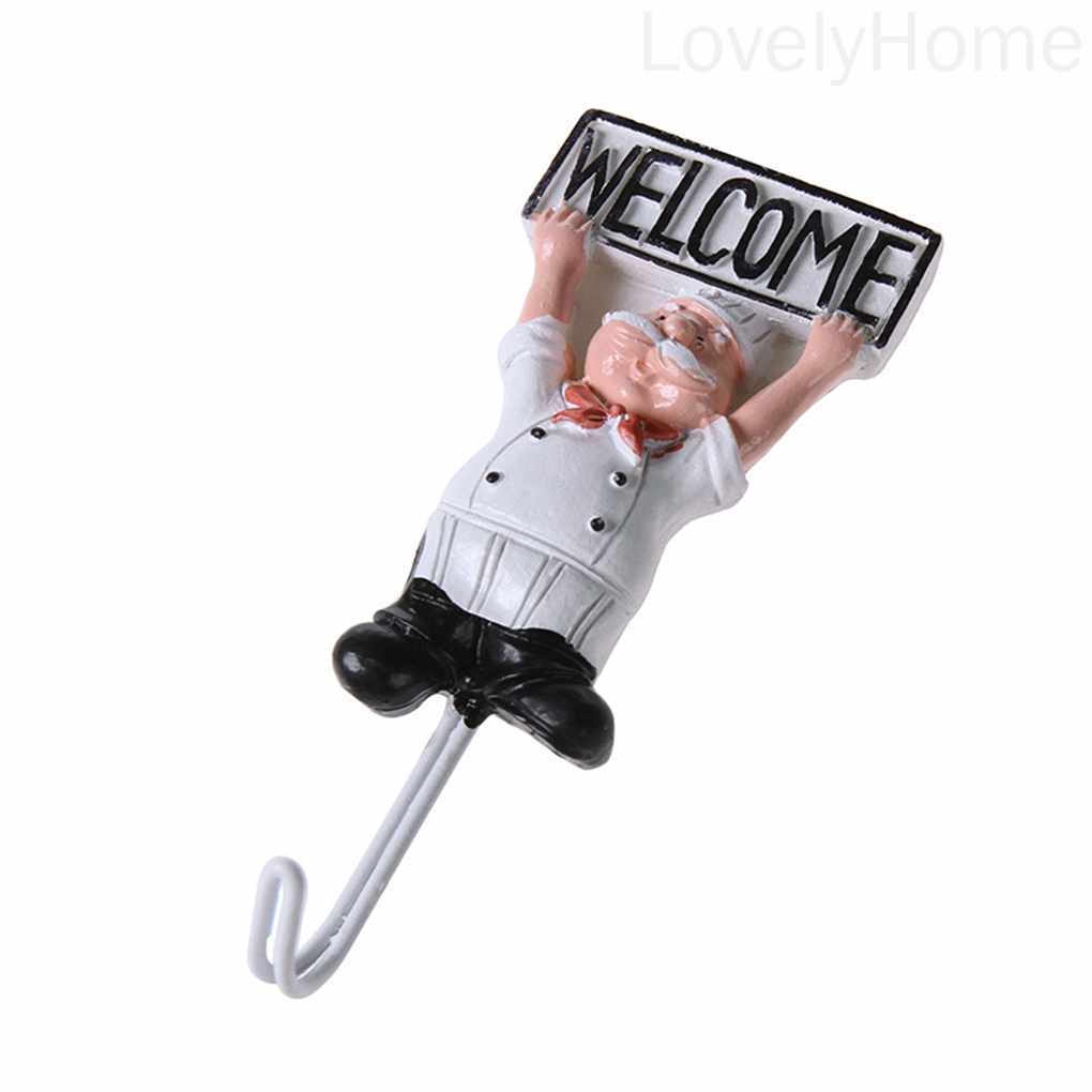 Bộ 4 móc treo đồ dán tường bằng thép không gỉ hình đầu bếp hoạt hình đáng yêu