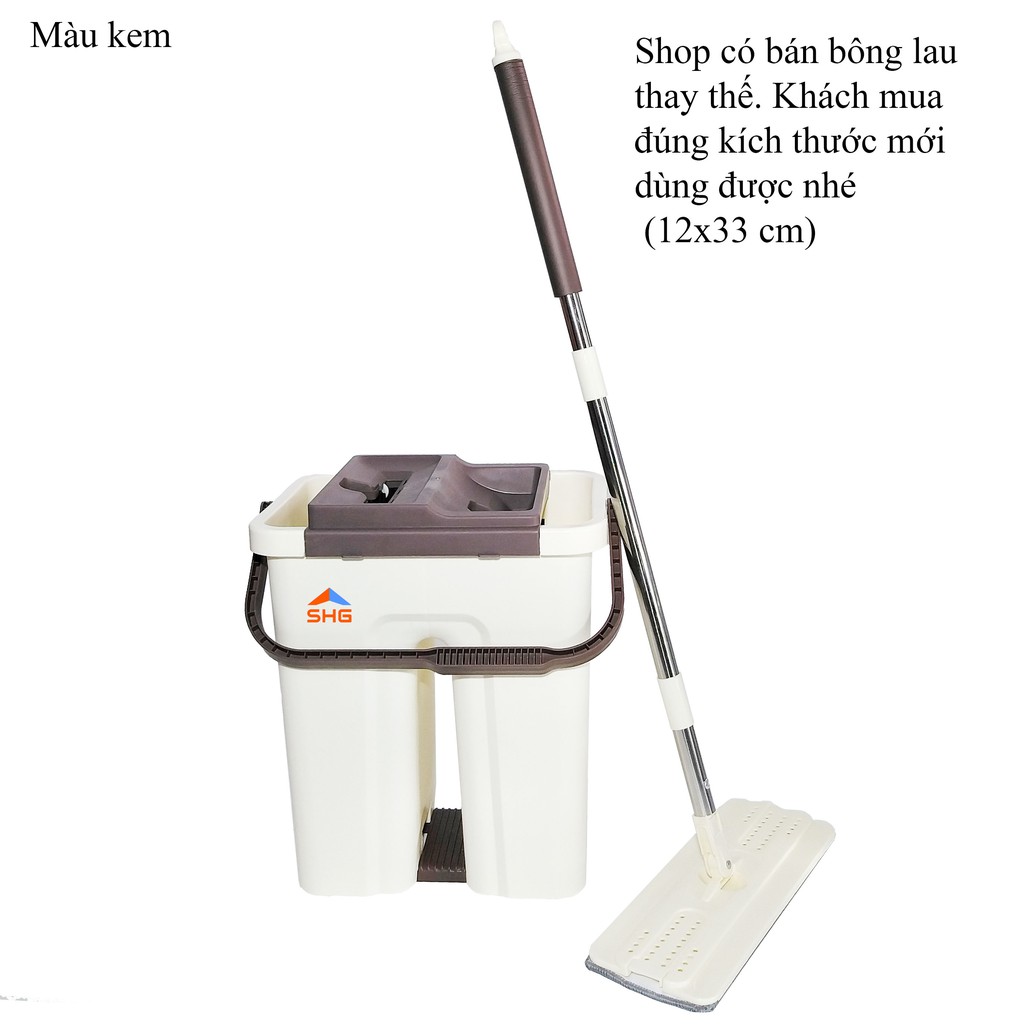 {BỘ LAU NHÀ LỚN}BỘ LAU NHÀ THÔNG MINH TỰ VẮT XOAY 360 ĐỘ, CÂY LAU NHÀ INOX, 2 BÔNG LAU