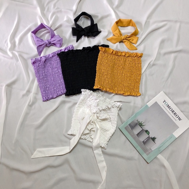 Áo ống nhún mặc được 3 kiểu , áo ống trơn, áo ống cột nơ đeo cổ, áo cột nơ ngay ngực | BigBuy360 - bigbuy360.vn