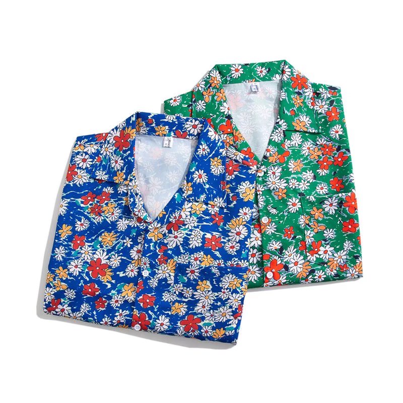 Áo Sơ Mi Tay Ngắn Dáng Rộng In Họa Tiết Tranh Sơn Dầu 2 Màu Size M-3XL Phong Cách Hàn Quốc Thời Trang Đi Biển Cho Nam Và Nữ
