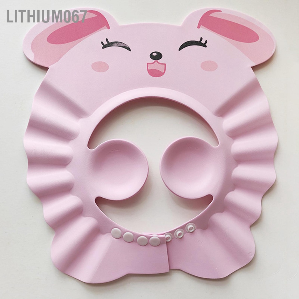 Lithium067 Mũ tắm cho trẻ sơ sinh có thể điều chỉnh kích thước gội đầu không thấm nước với nắp bảo vệ tai