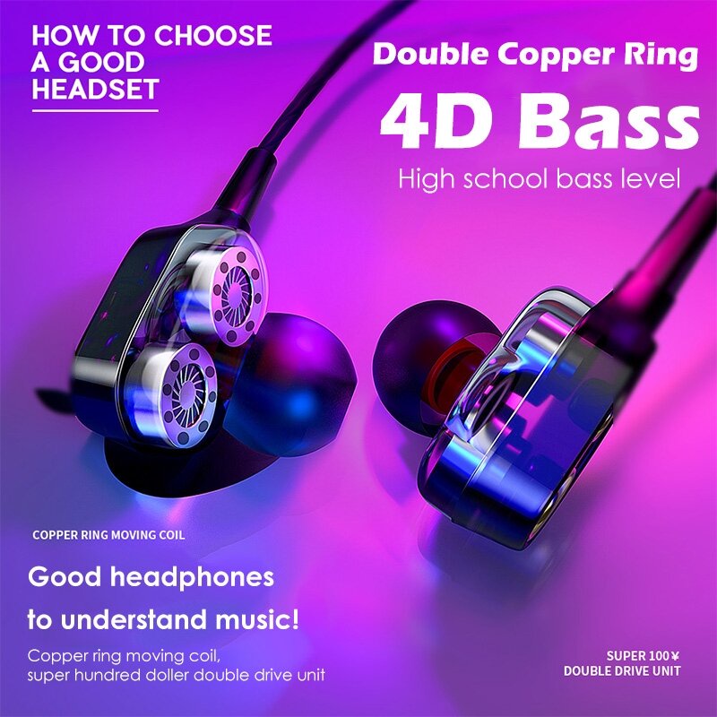 Tai Nghe Nhét Tai Bass Đôi 4D Chống Ồn Có Mic Mới