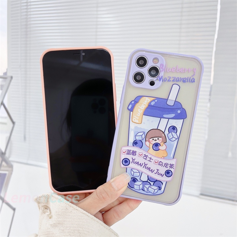 Casing Samsung A21S A51 A50S J2 Prime A20S J7 Prime A10S A11 A50 A20 A30S M11 A30 M10S M40S A205 A305 Men Women Share Trendy Milk Tea Cup Pattern Skin Feel Transparent Anti-fall Hard Shell All-inclusive Mobile Phone Case