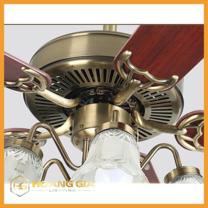 Quạt Trần Đèn - Quạt đèn chùm LED CIZOMI cánh gỗ phong cách cổ điển - kèm bóng LED chuyên dụng