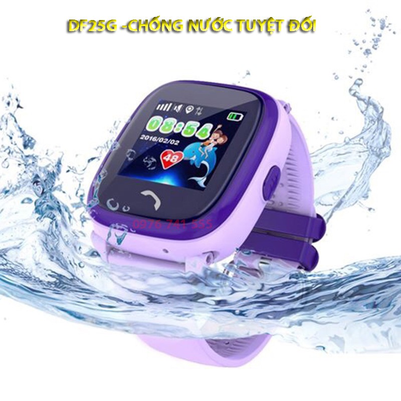 Đồng hồ thông minh có định vị GPS - LBS DF25G chống nước tuyệt đối (Tím)