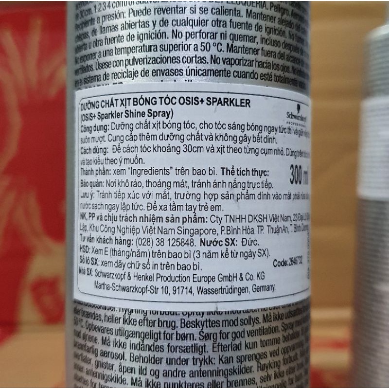 Keo xịt bóng tóc Osis+ 1-Spakler, 2-Freeze, 3-Session. Schwarzkopf Professional.