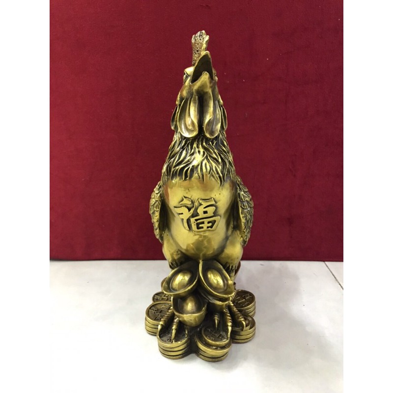 Gà Phúc Hàng Đẹp Vật phẩm Phong Thuỷ Bằng Đồng Cao 28cm