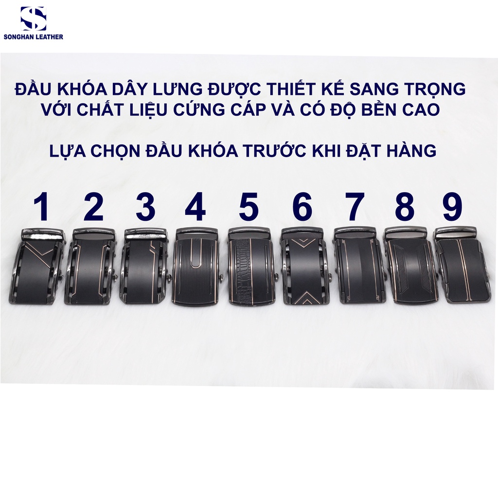 Dây Thắt Lưng Da Bò Nguyên Tấm, DâyNịt Nam Da Bò Khóa Tì Cao Cấp Nhiều Mẫu Songhan Leather MB01, Bảo Hành 12 Tháng
